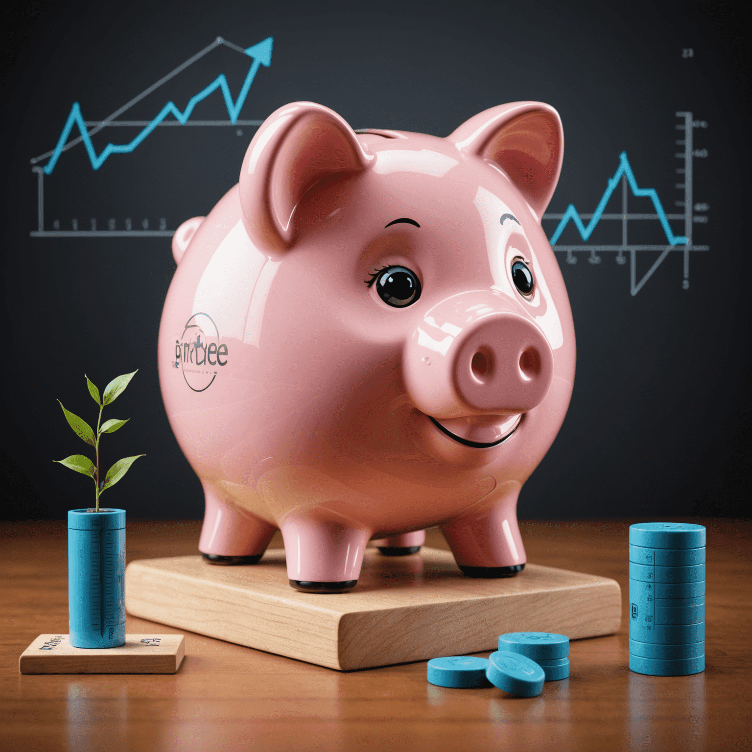 BriberyPlacebo logo - A stylized piggy bank with a growth chart