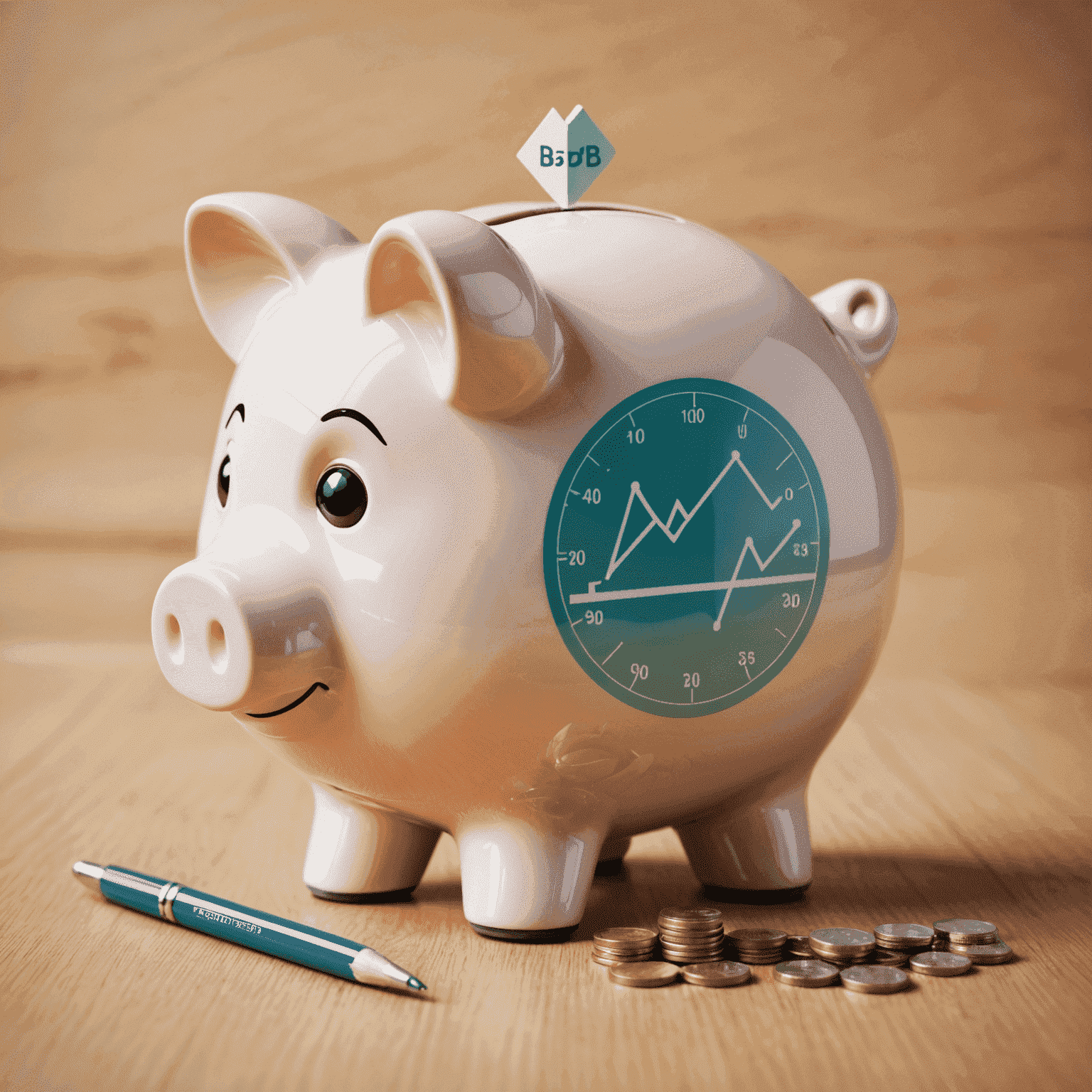 BriberyPlacebo logo - A stylized piggy bank with a growth chart