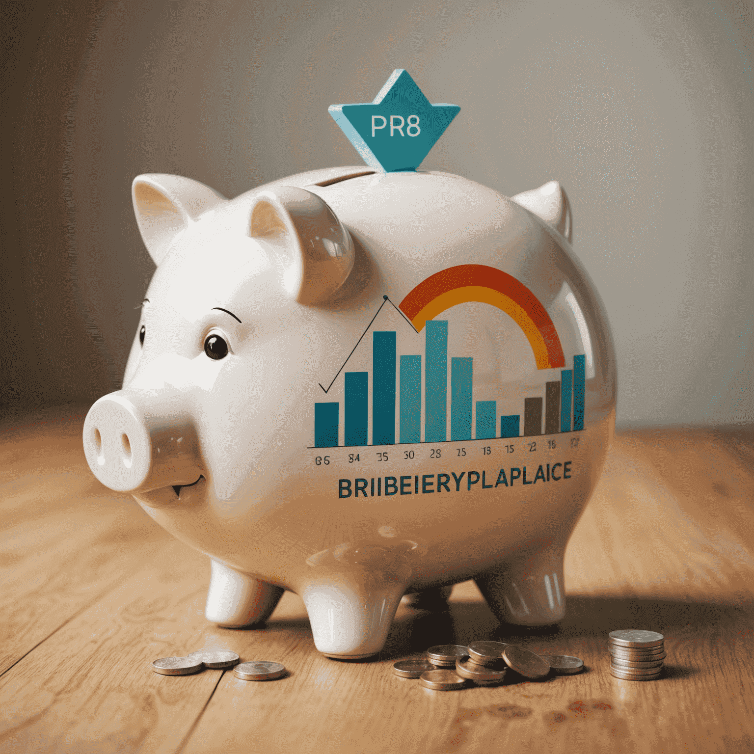 BriberyPlacebo logo - A stylized piggy bank with a growth chart