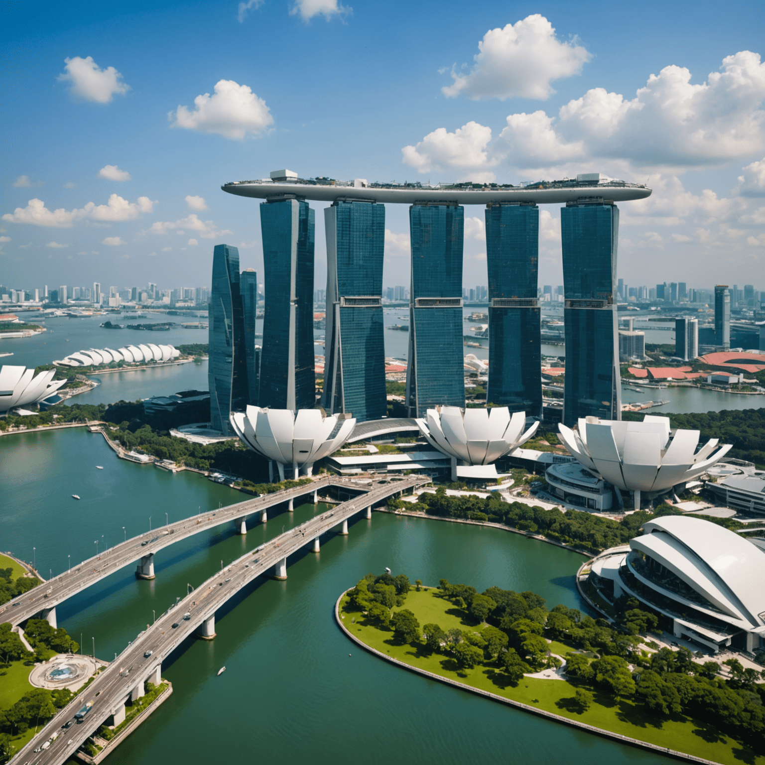 Singapore skyline with modern buildings and Marina Bay Sands, representing the economic landscape of the city-state