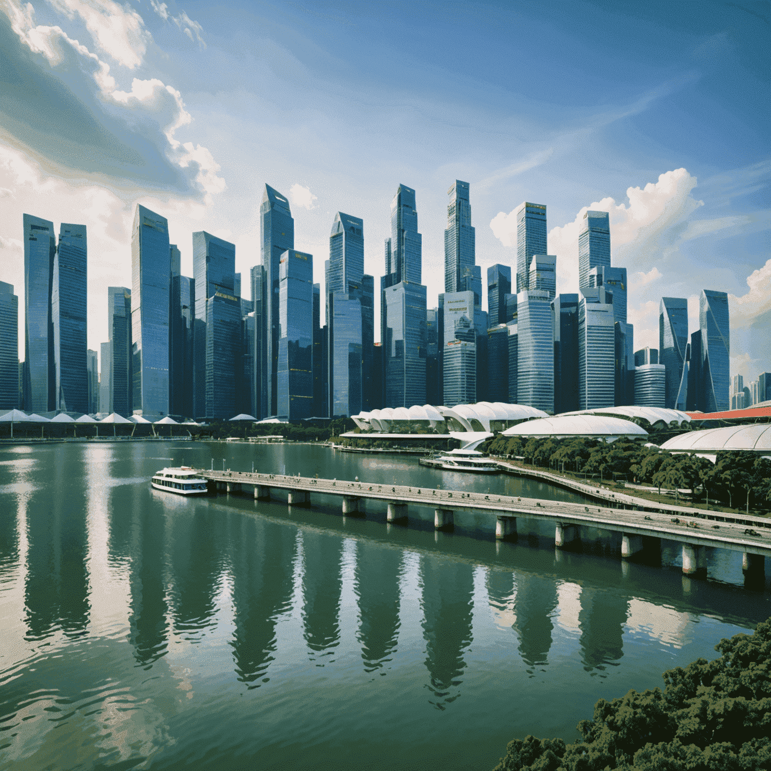 Singapore skyline with Marina Bay Sands and financial district, symbolizing economic growth and investment opportunities