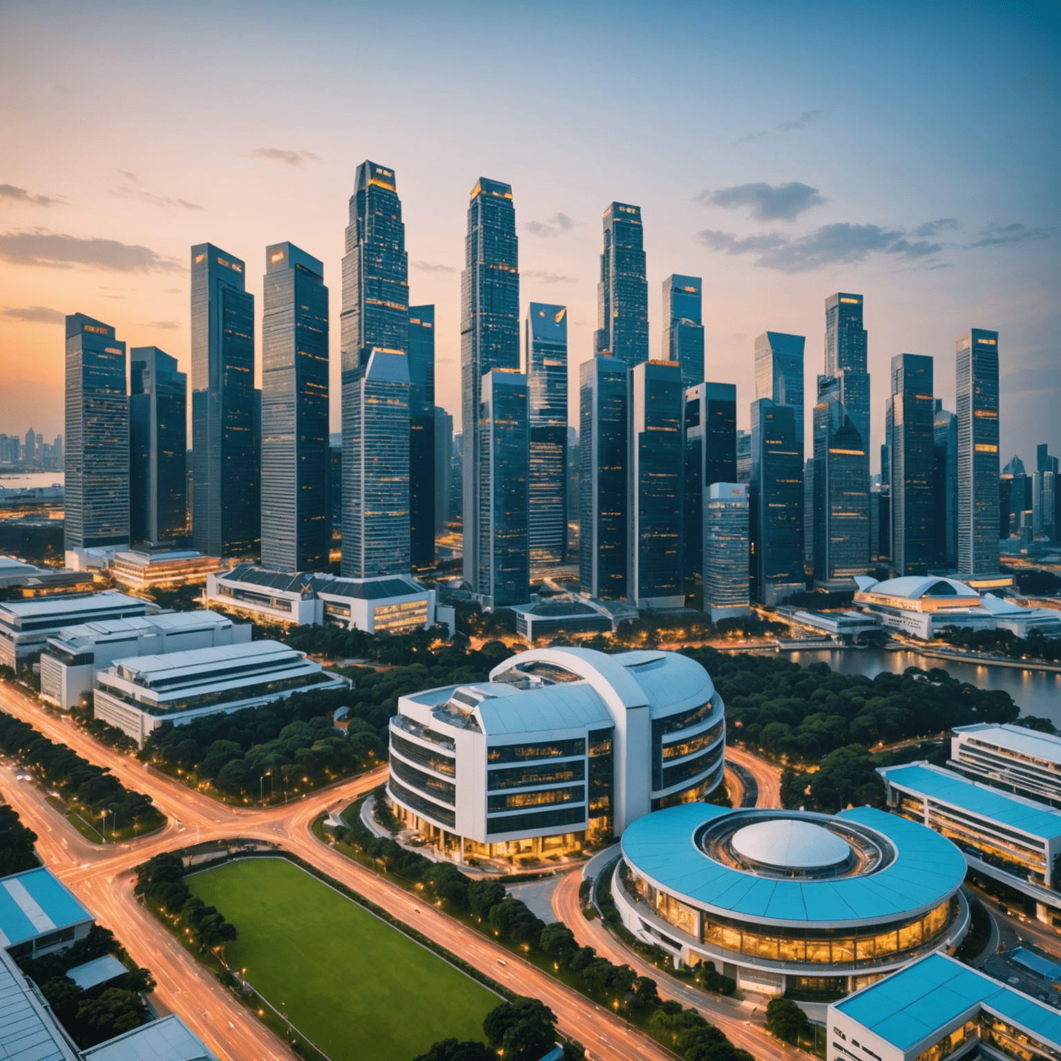 Singapore skyline with modern skyscrapers and residential buildings, showcasing the vibrant real estate market